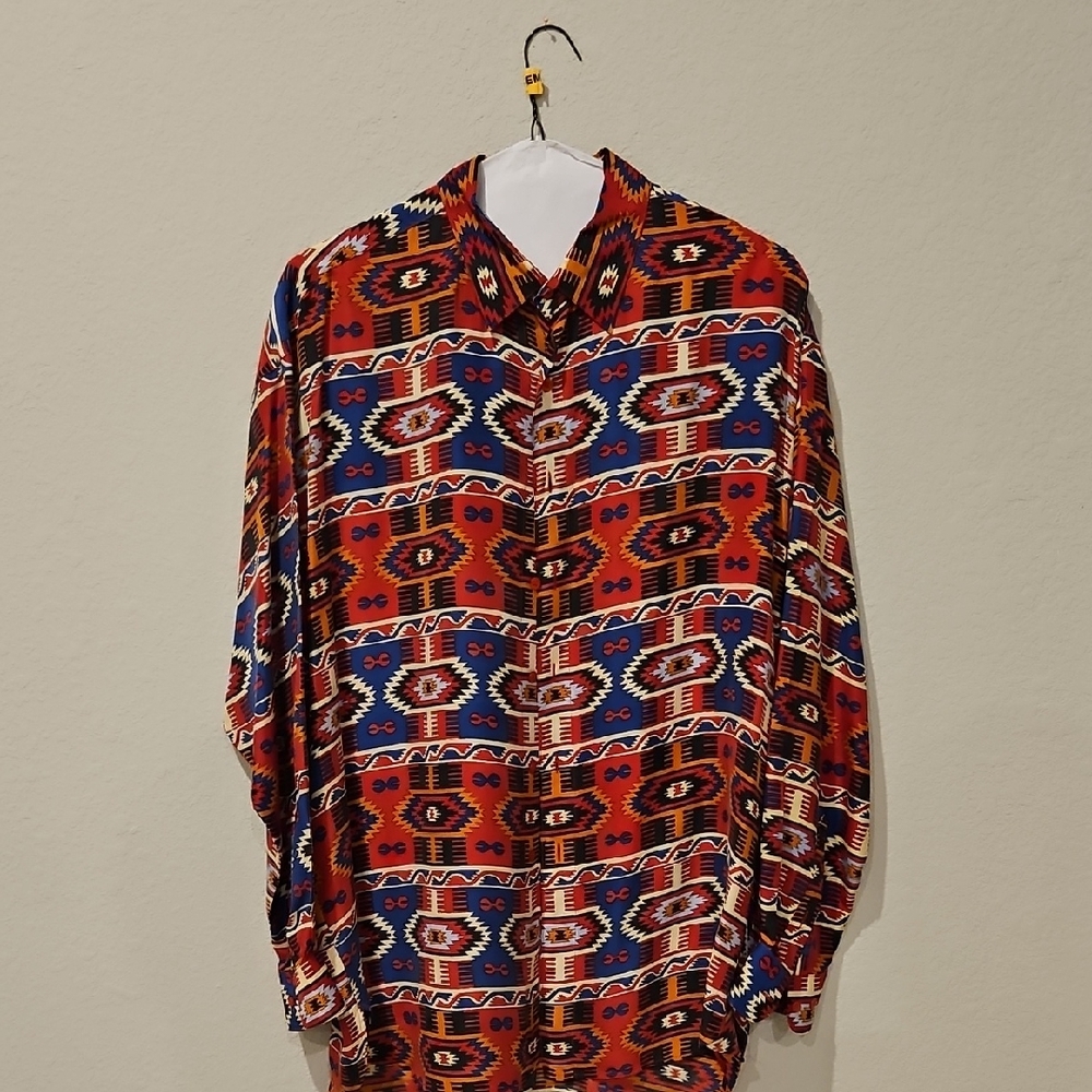 Sharper Image Multicolor Silk Shirt
